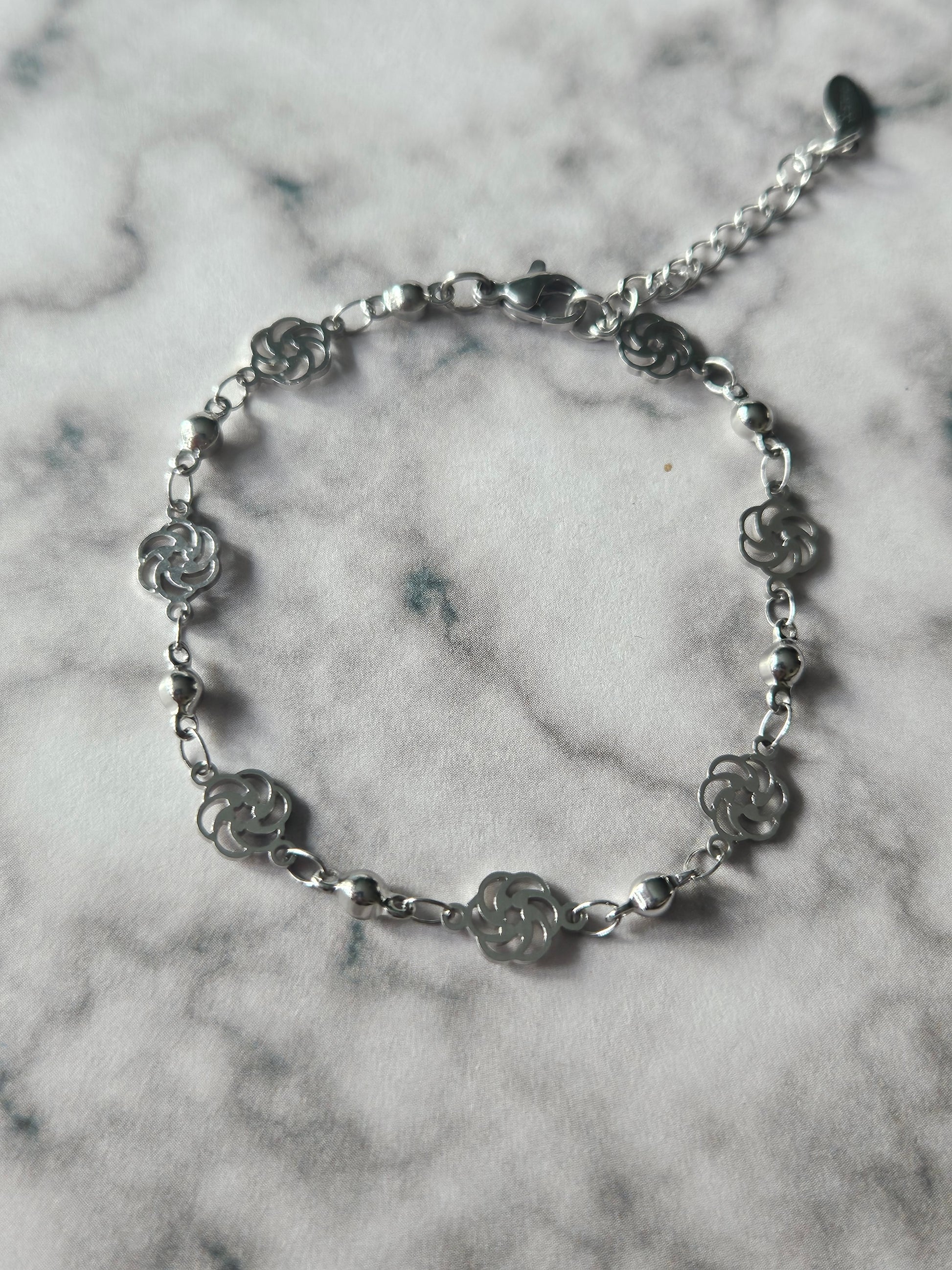 Pinwheel Chain Bracelet | Stainless Steel Charm Bracelet | Adjustable Whimsical Jewellery