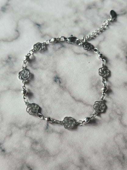 Pinwheel Chain Bracelet | Stainless Steel Charm Bracelet | Adjustable Whimsical Jewellery