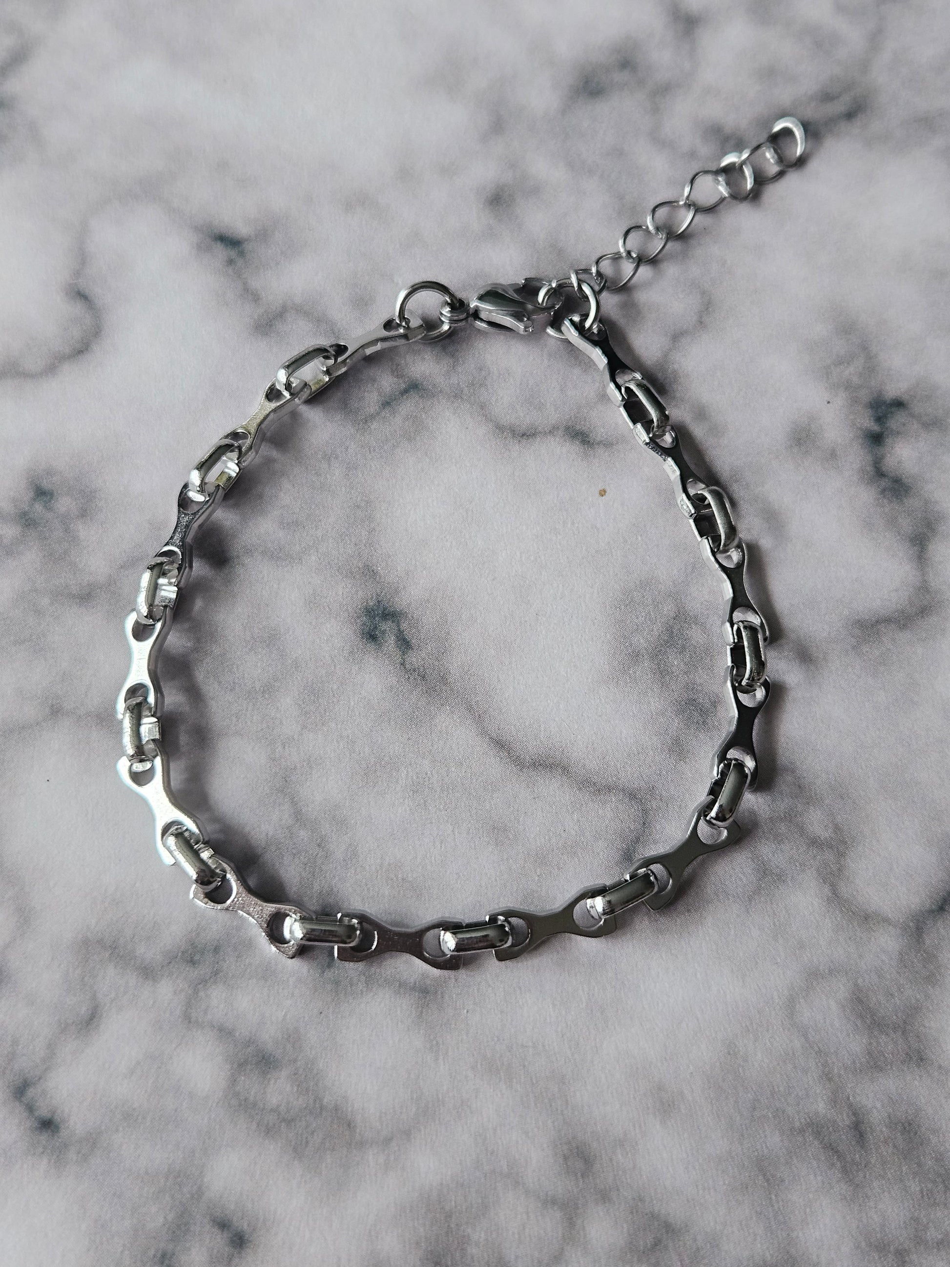 Bike Chain Bracelet | Gothic Stainless Steel Bracelet | Alternative Biker Jewellery | Adjustable Chain Bracelet