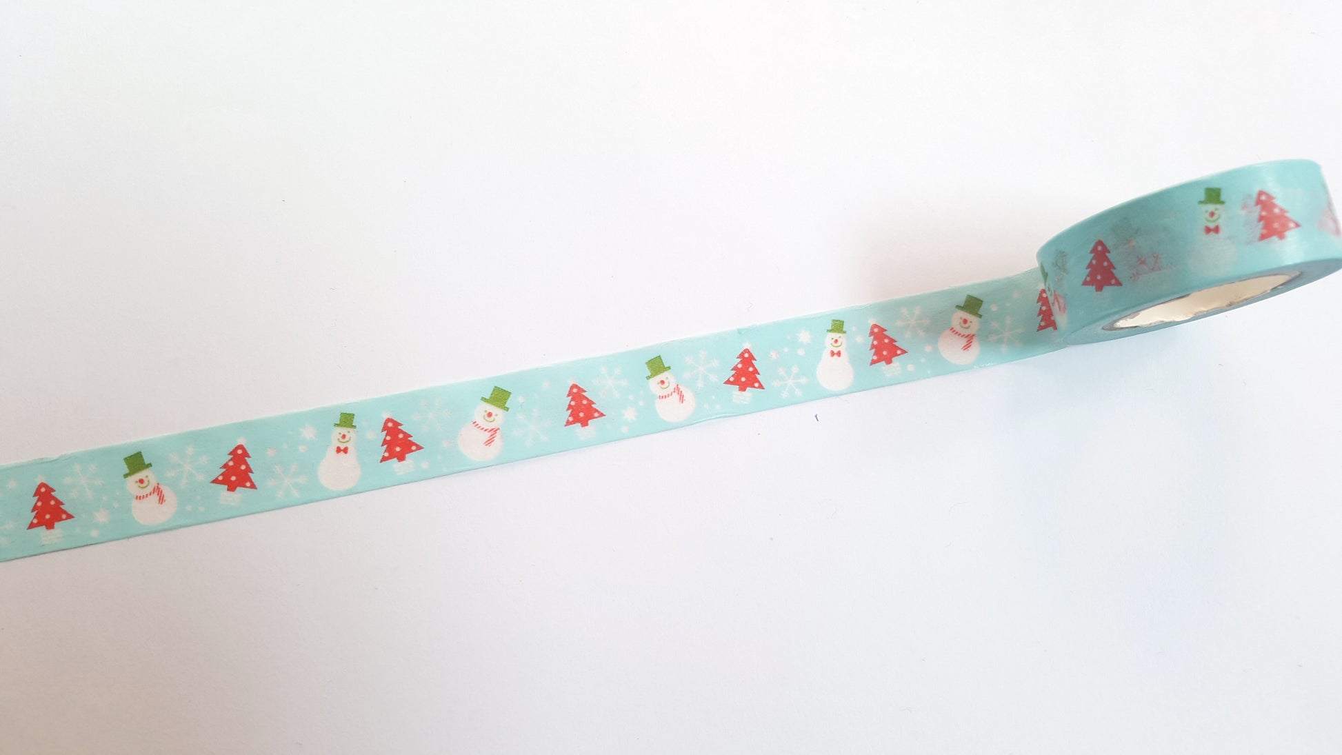 10m roll washi tape - 15mm - christmas trees & snowmen 