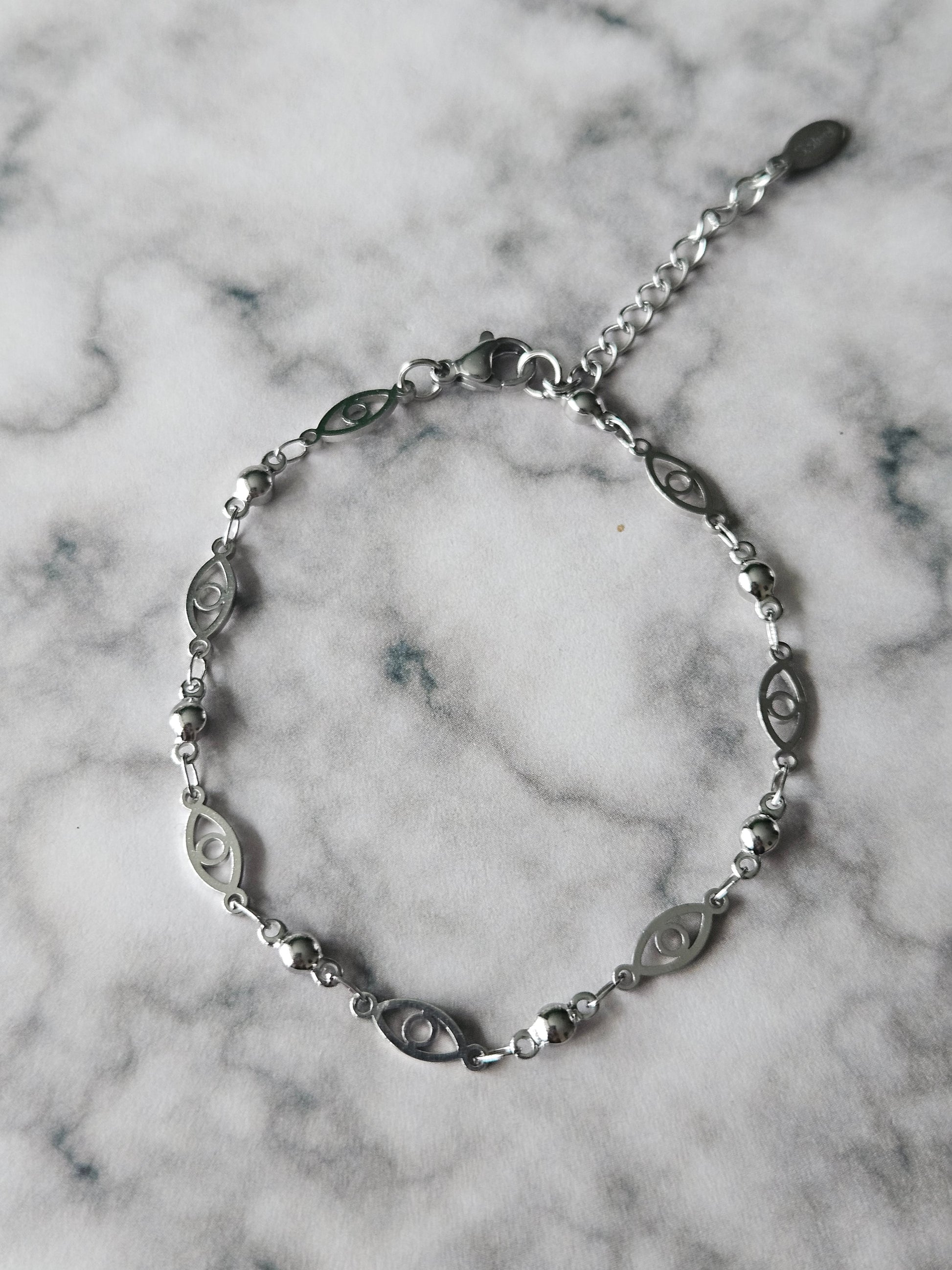 Evil Eye Chain Bracelet | Stainless Steel Charm Bracelet | Adjustable Protection Jewellery
