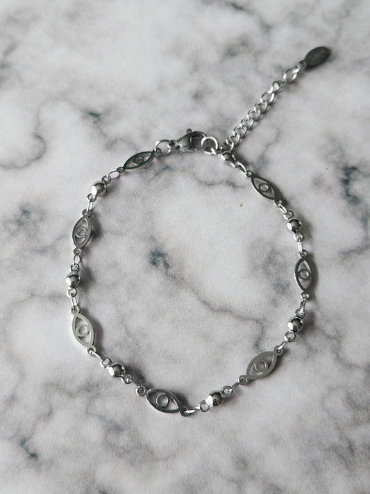 Evil Eye Chain Bracelet | Stainless Steel Charm Bracelet | Adjustable Protection Jewellery