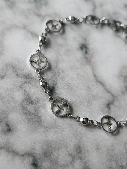 Heartbeat Chain Bracelet | Gothic Stainless Steel Bracelet | Halloween Jewellery | Adjustable Bracelet