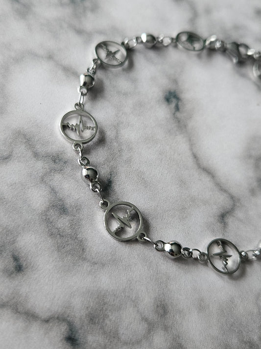Heartbeat Chain Bracelet | Gothic Stainless Steel Bracelet | Halloween Jewellery | Adjustable Bracelet
