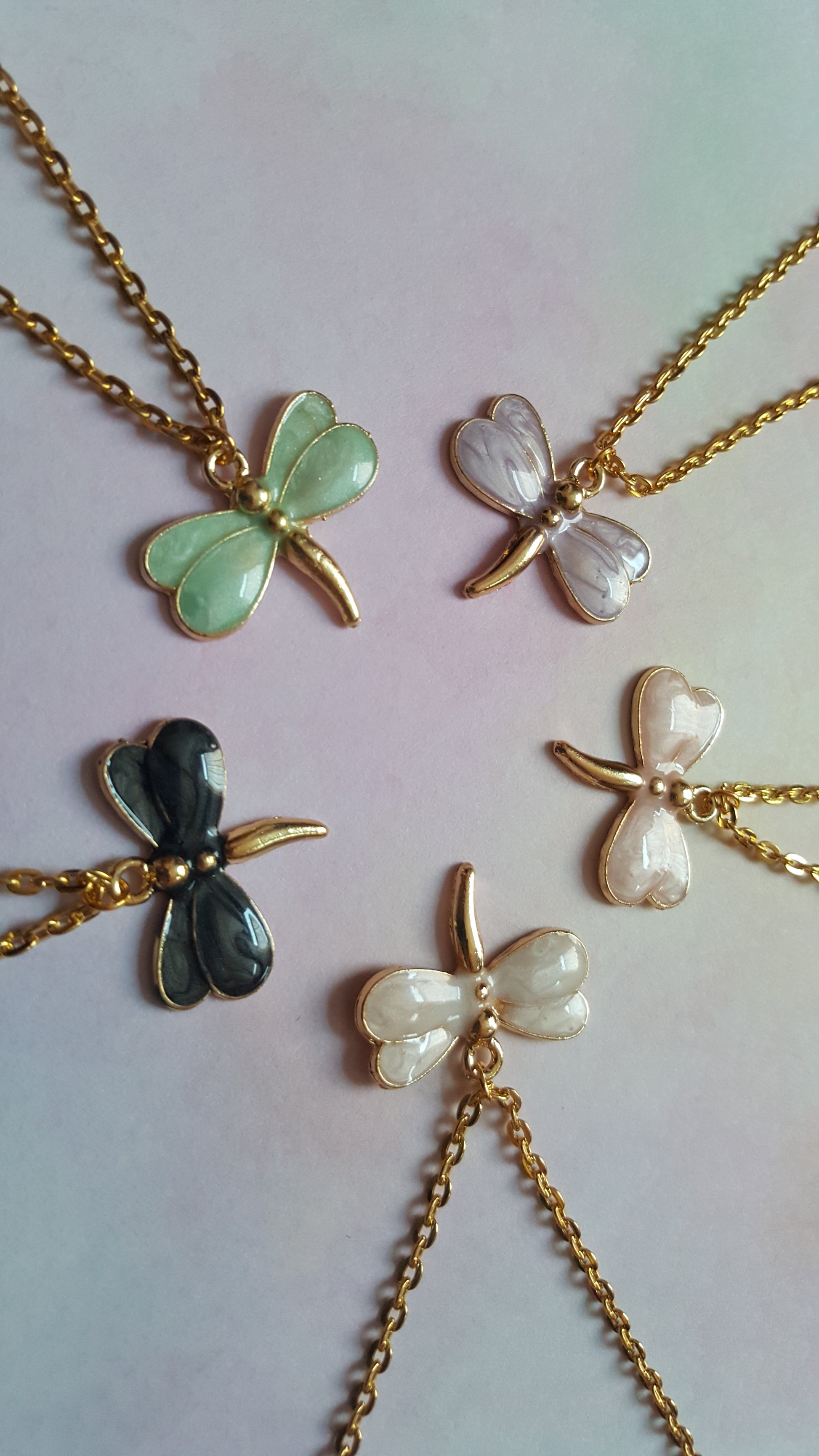 Dragonfly Necklace | Enamel Gold Plated Pendant Necklace | 16 Inch Chain | Cute Nature Jewelry Gift