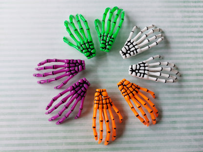 Skeleton Hand Hair Clips - White (Set Of 2)