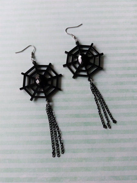 spiderweb chain earrings