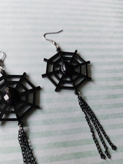 spiderweb chain earrings