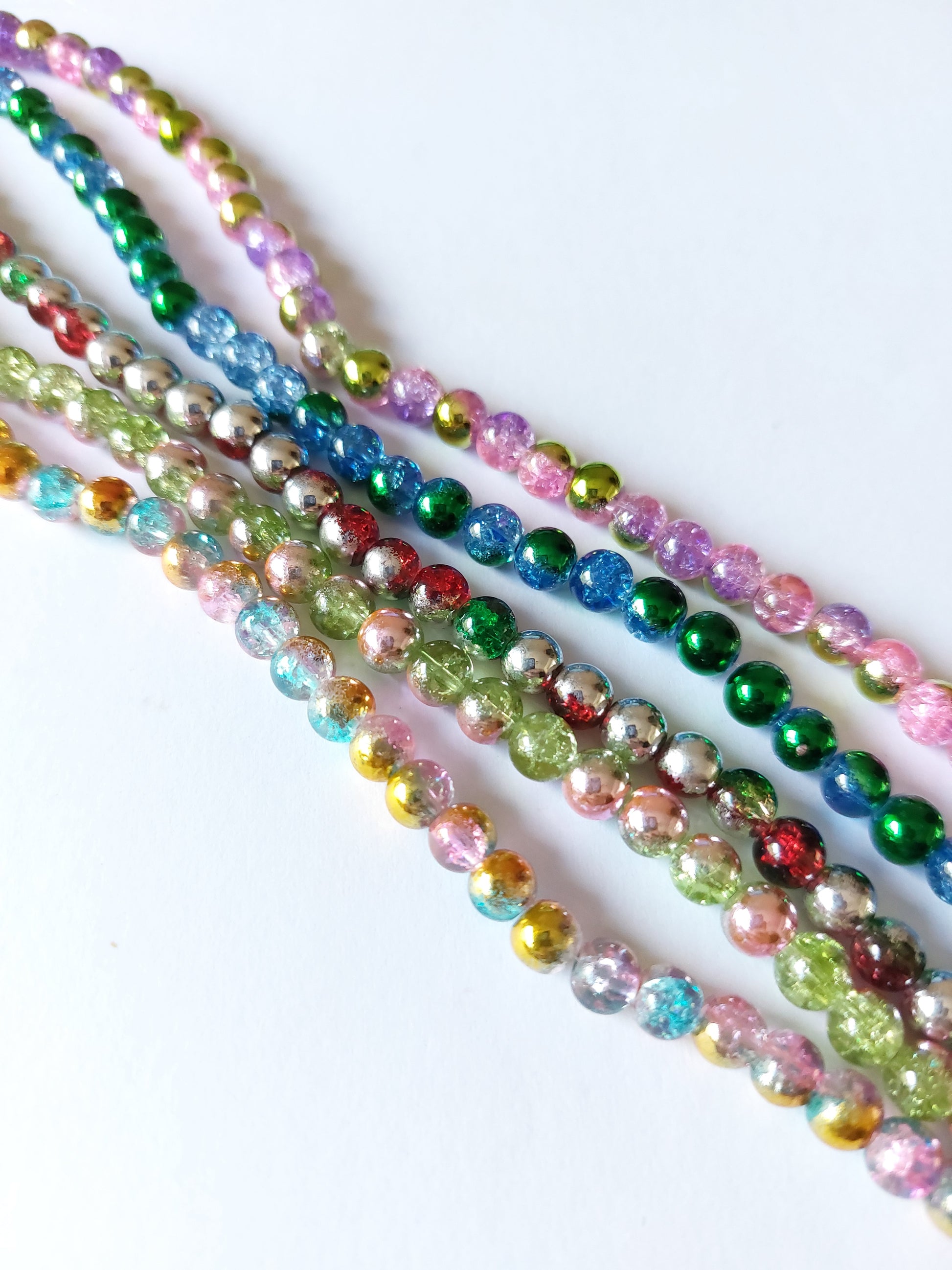 6mm half-plated crackle glass beads 