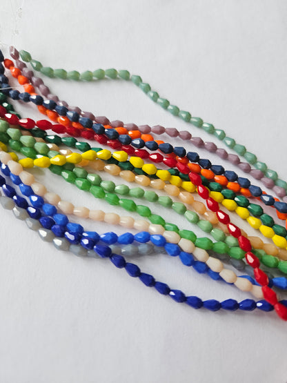 faceted glass beads - 5mm x 3mm - teardrop  