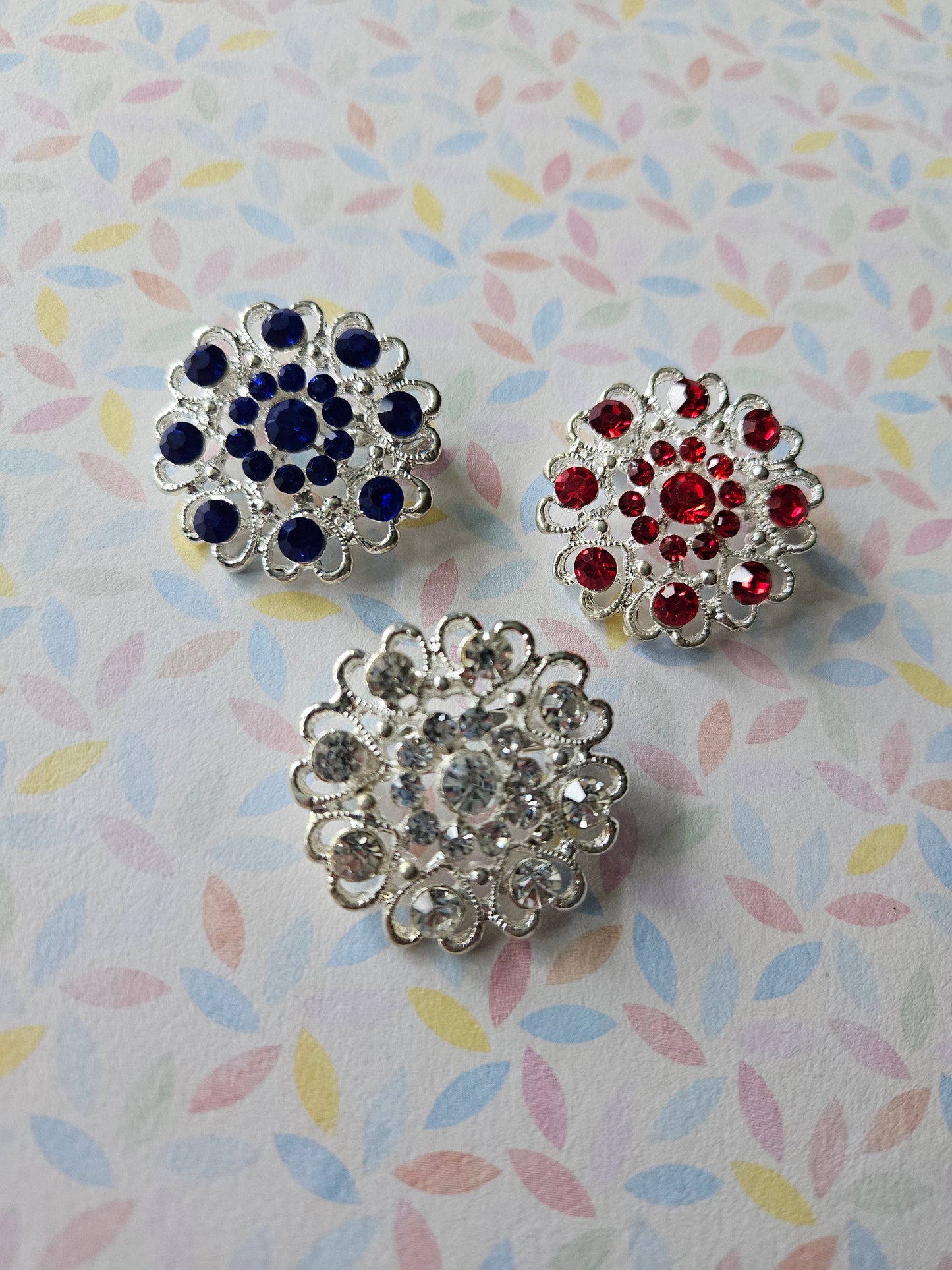 rhinestone flower brooch pins