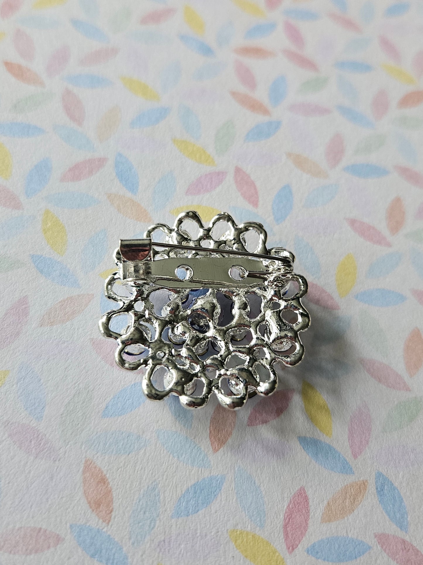 rhinestone flower brooch pin