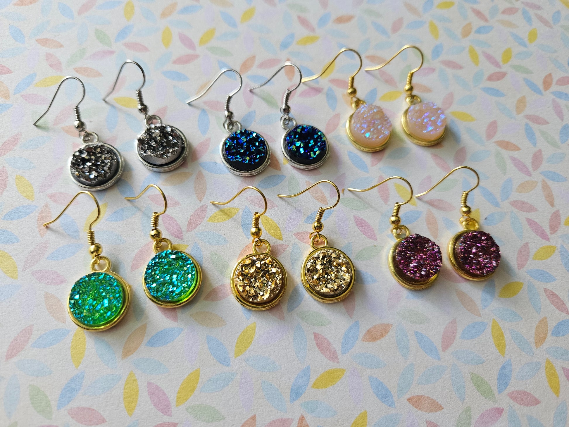 round druzy earrings