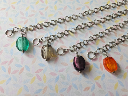 Chainmaille Bracelet | Oval Glass Lampwork Bead Bracelet | Stainless Steel Chain Jewellery | Toggle Clasp Bracelet