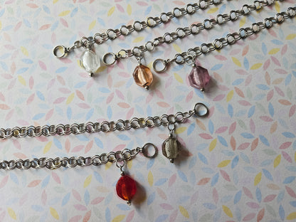 Chainmaille Bracelet | Hexagon Glass Lampwork Bead Bracelet | Stainless Steel Chain Jewellery | Toggle Clasp Bracelet