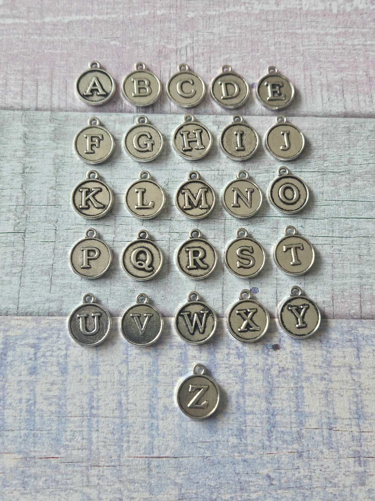 Initial Disc Bracelet | Beaded Alphabet Charm Bracelet | Silver Plated Initial Jewellery | Personalised Stretch Bracelet | Letter A-Z