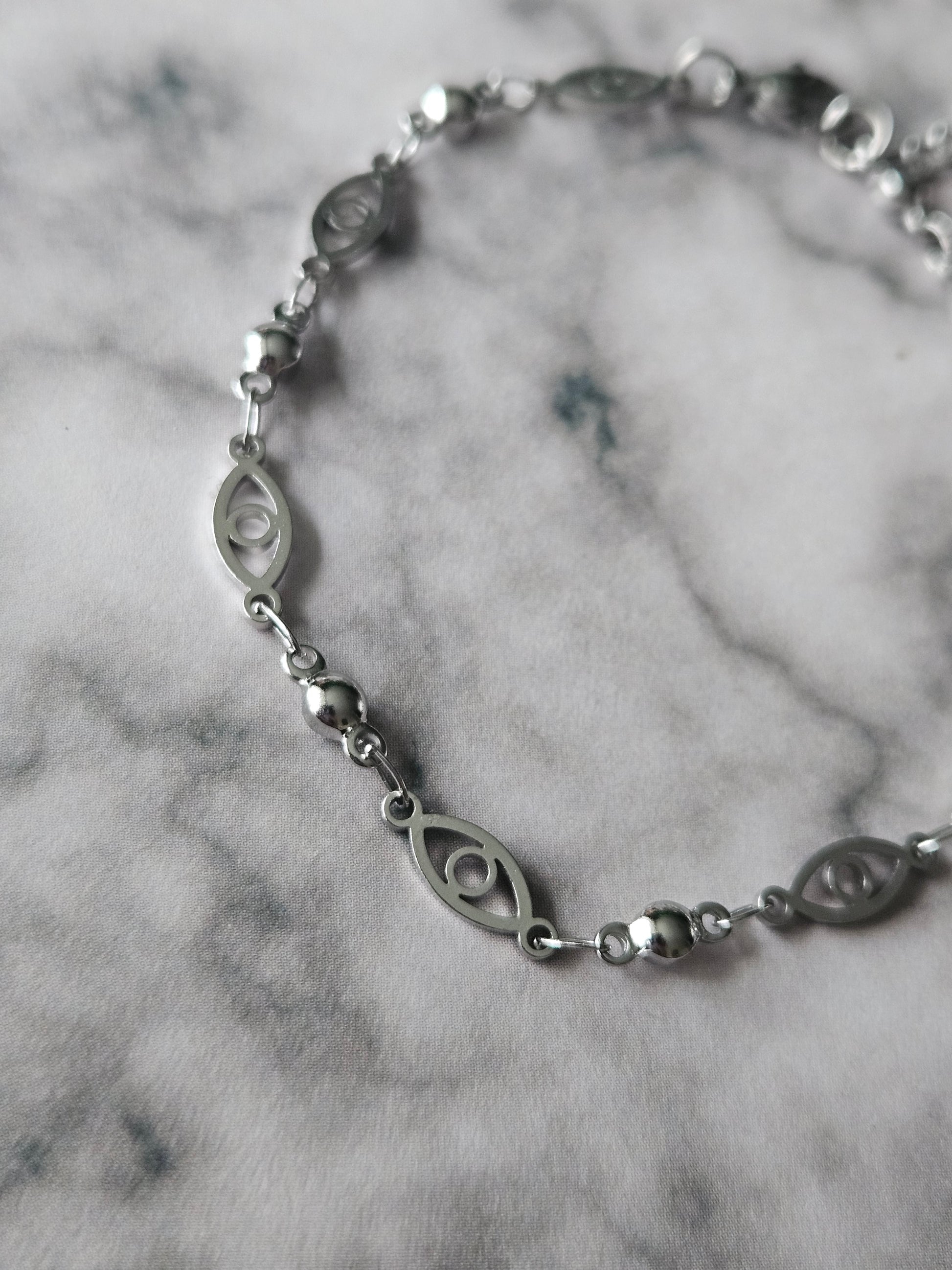 Evil Eye Chain Bracelet | Stainless Steel Charm Bracelet | Adjustable Protection Jewellery