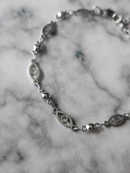 Evil Eye Chain Bracelet | Stainless Steel Charm Bracelet | Adjustable Protection Jewellery