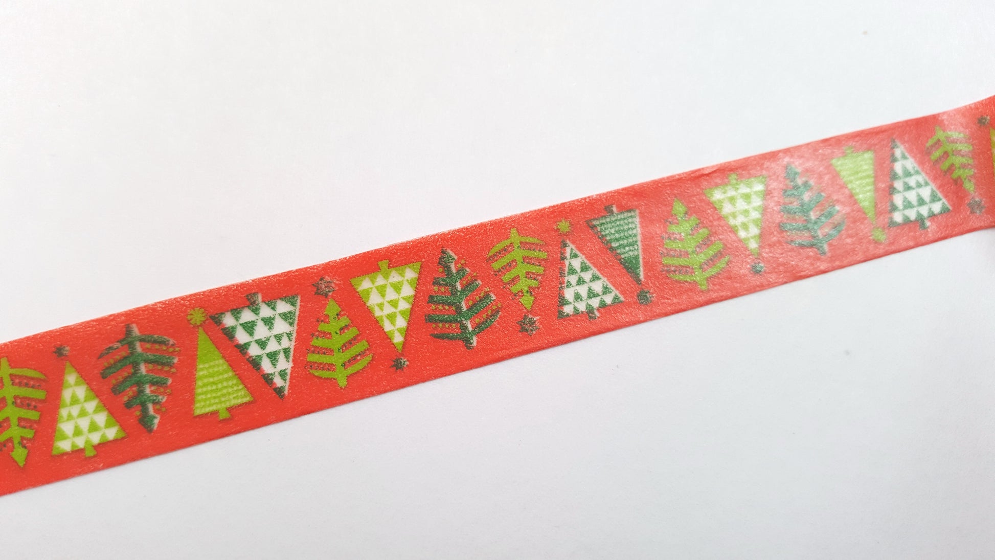 1 x 10m Roll Adhesive Craft Washi Tape - 15mm - Christmas Trees