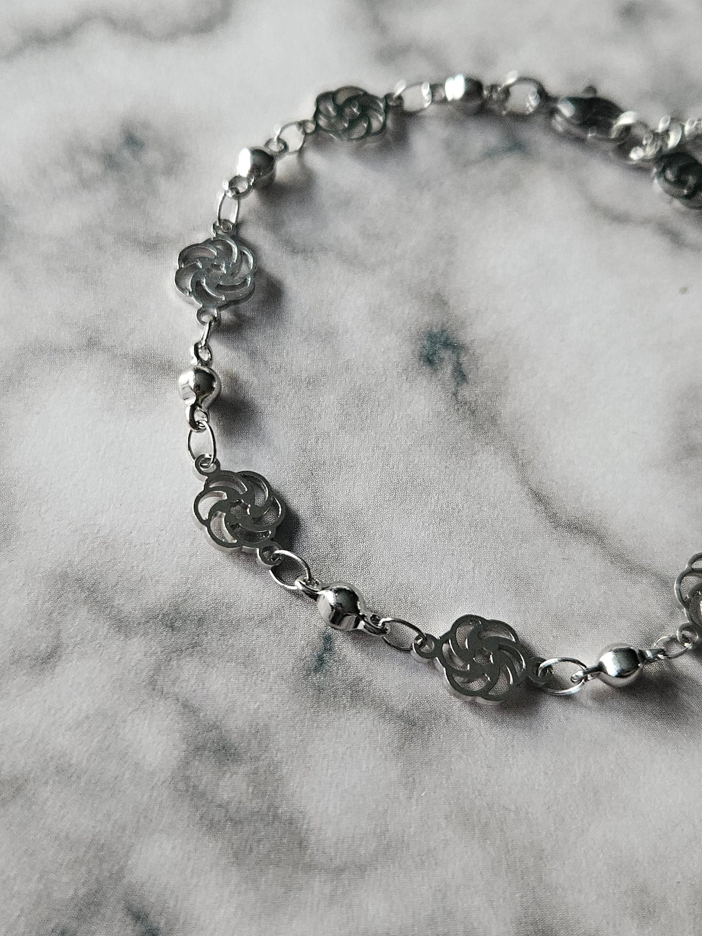 Pinwheel Chain Bracelet | Stainless Steel Charm Bracelet | Adjustable Whimsical Jewellery