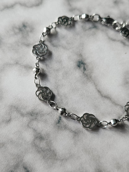 Pinwheel Chain Bracelet | Stainless Steel Charm Bracelet | Adjustable Whimsical Jewellery
