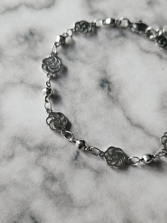 Pinwheel Chain Bracelet | Stainless Steel Charm Bracelet | Adjustable Whimsical Jewellery