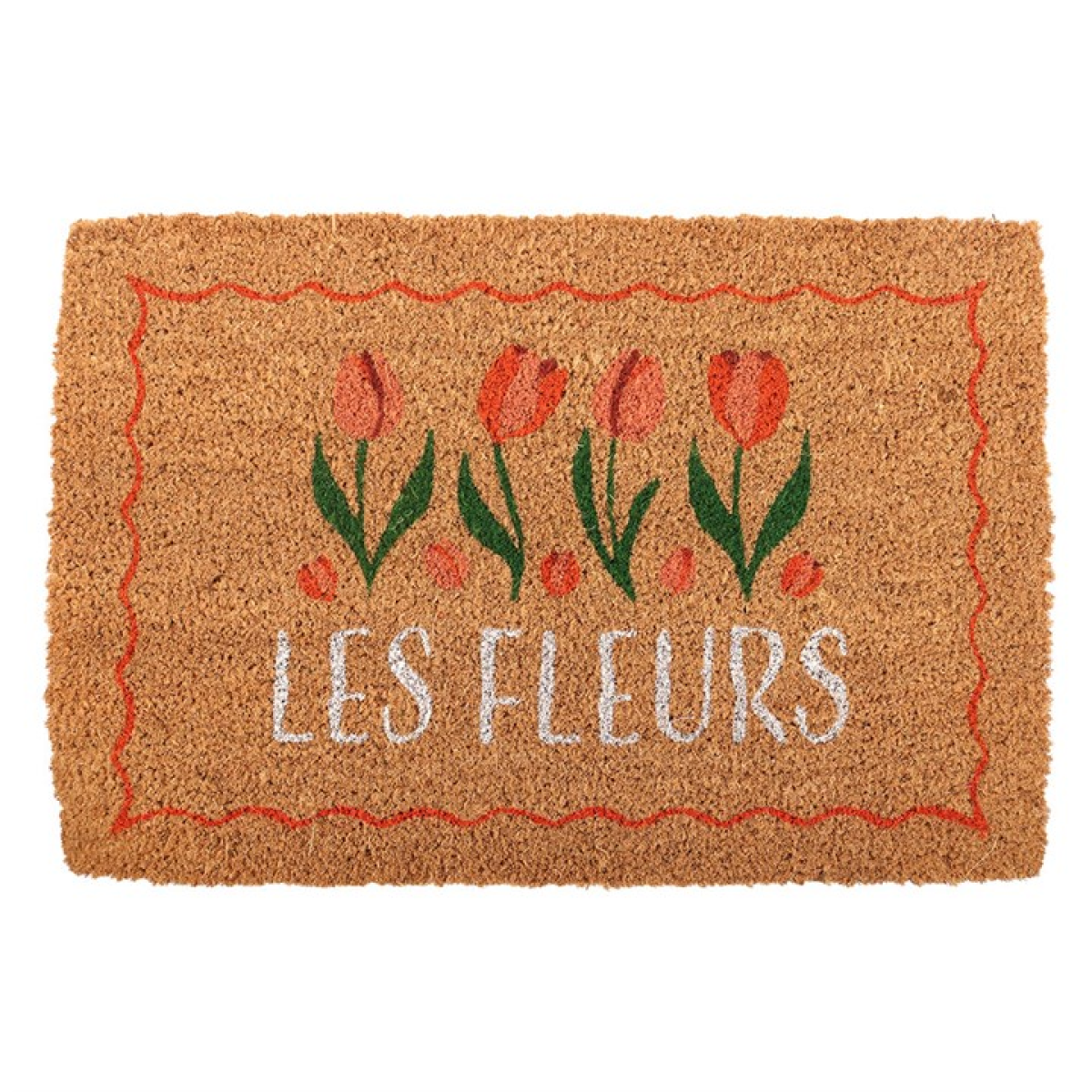 Floral Doormat | Les Fleurs Tulip Doormat | Scalloped Border Door Mat | Indoor Home Decor