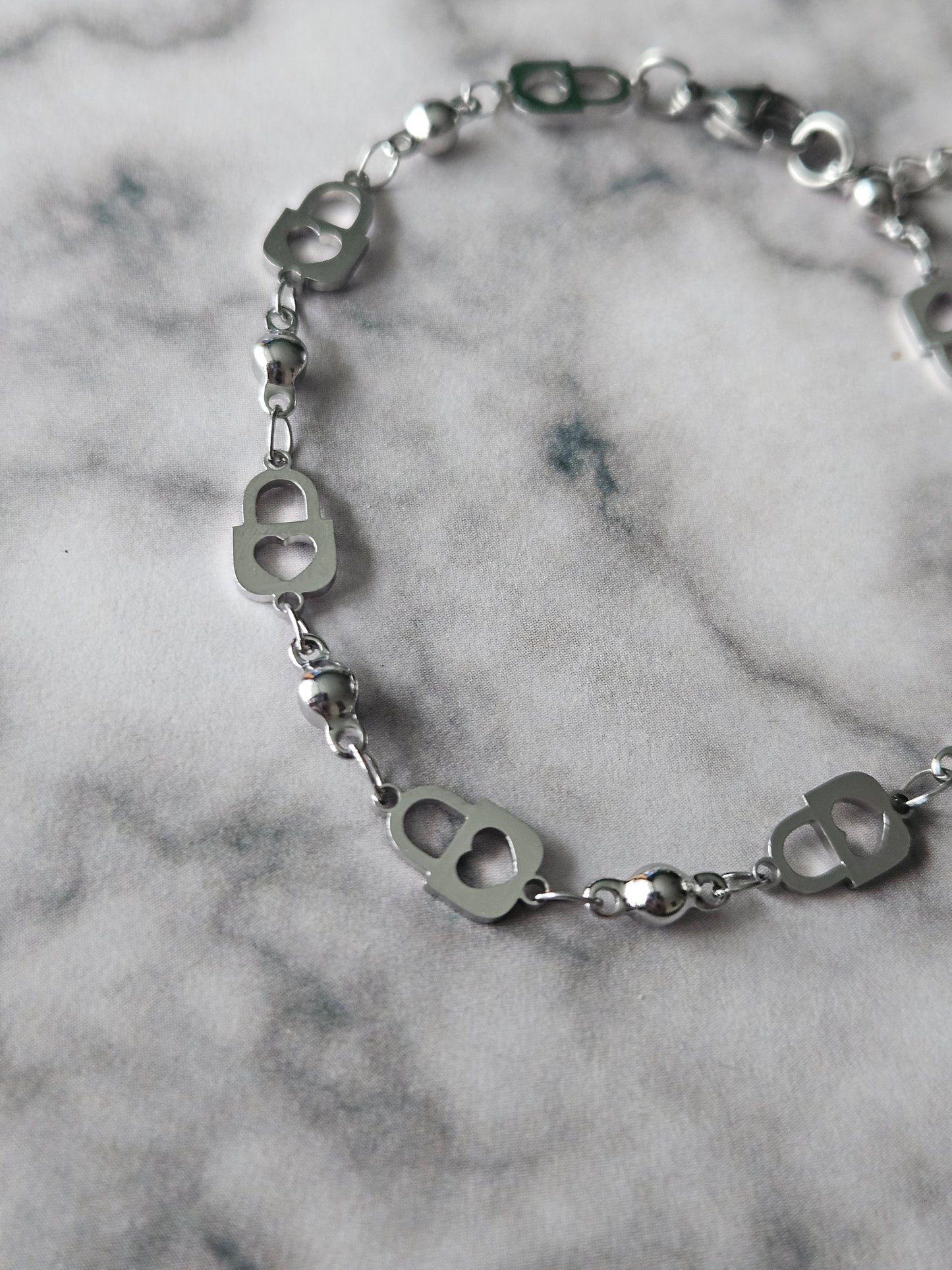 Heart Padlock Chain Bracelet | Stainless Steel Charm Bracelet | Adjustable Romantic Jewellery