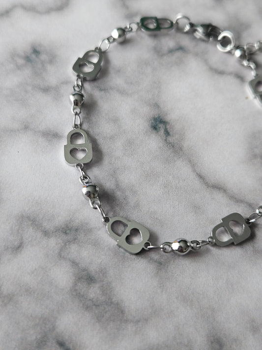 Heart Padlock Chain Bracelet | Stainless Steel Charm Bracelet | Adjustable Romantic Jewellery