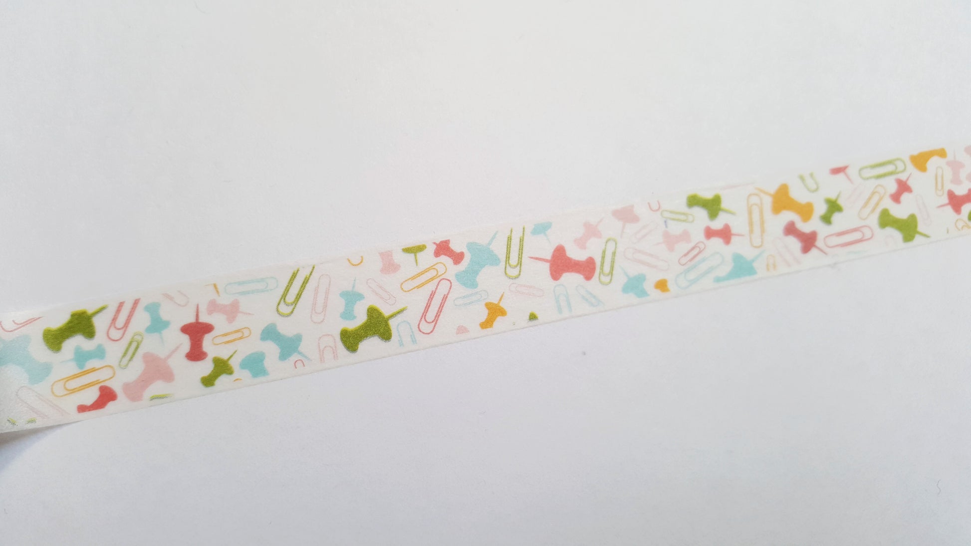 1 x 10m roll adhesive craft washi tape - 15mm - pins & paperclips