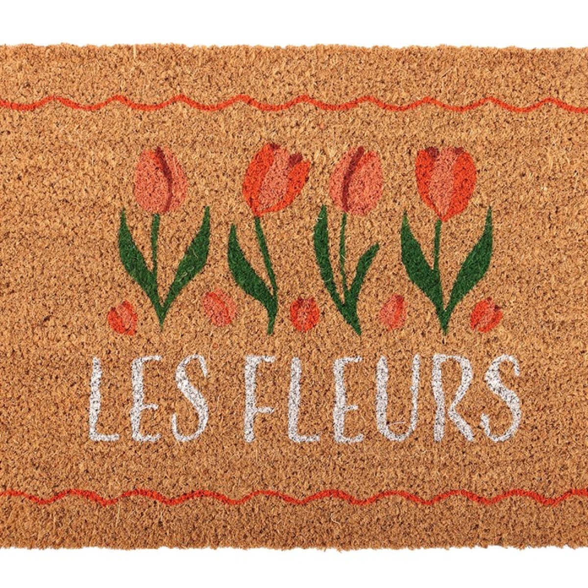 Floral Doormat | Les Fleurs Tulip Doormat | Scalloped Border Door Mat | Indoor Home Decor