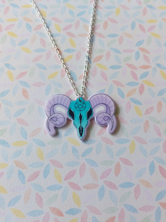 pastel ram skull necklace 