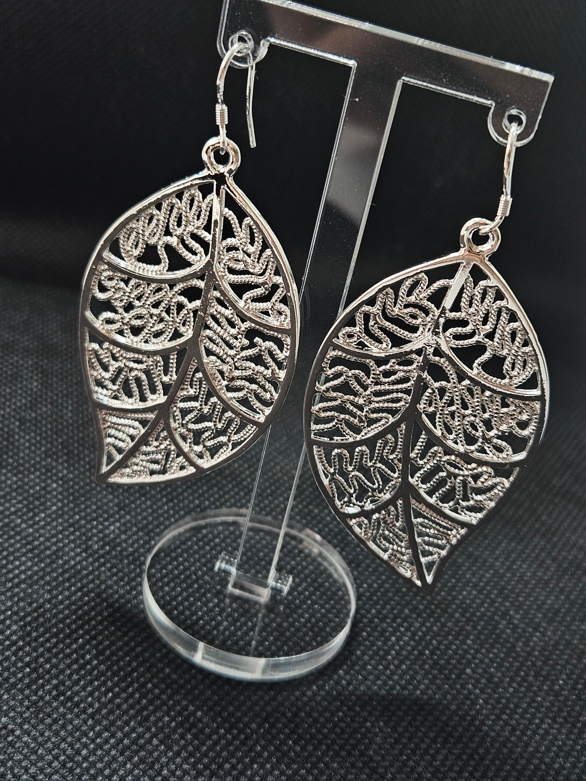 925 filigree leaf earrings