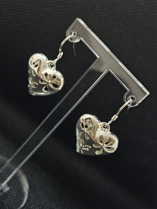 925 floral heart earrings