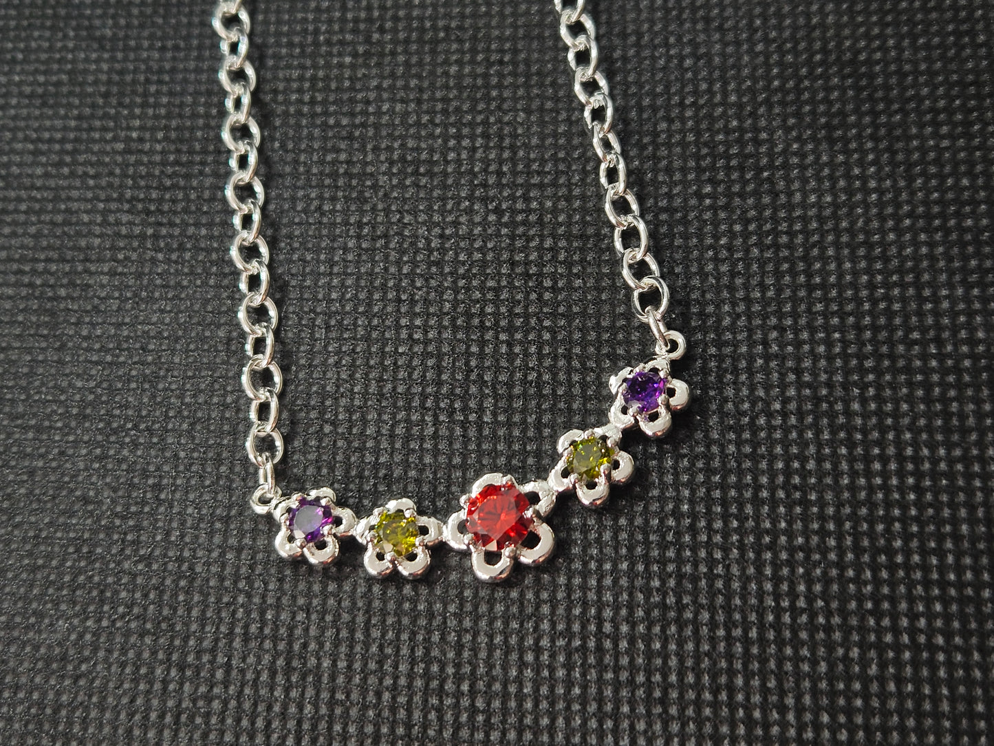 925 rhinestone flower necklace 