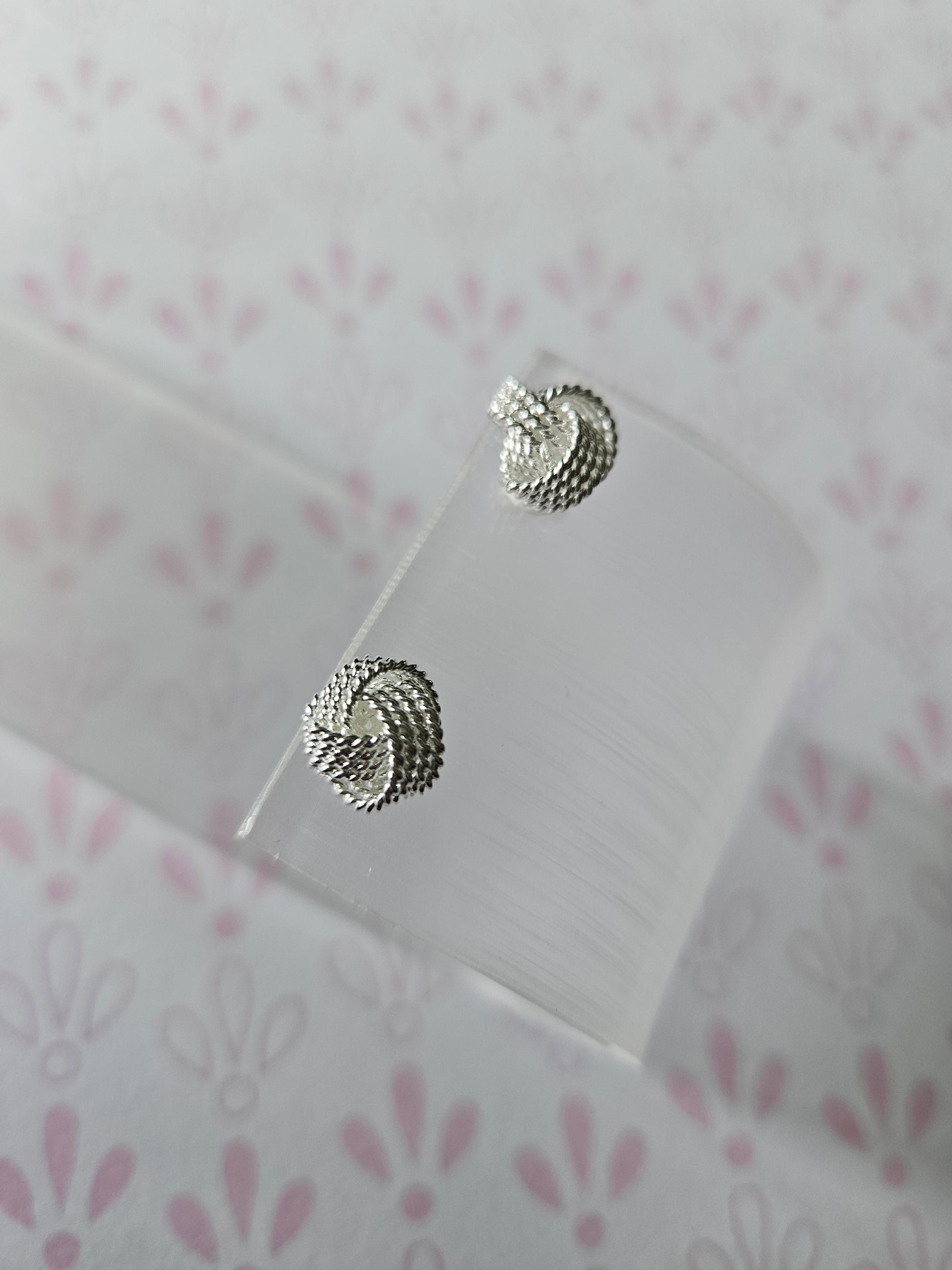 925 silver woven knot earring studs