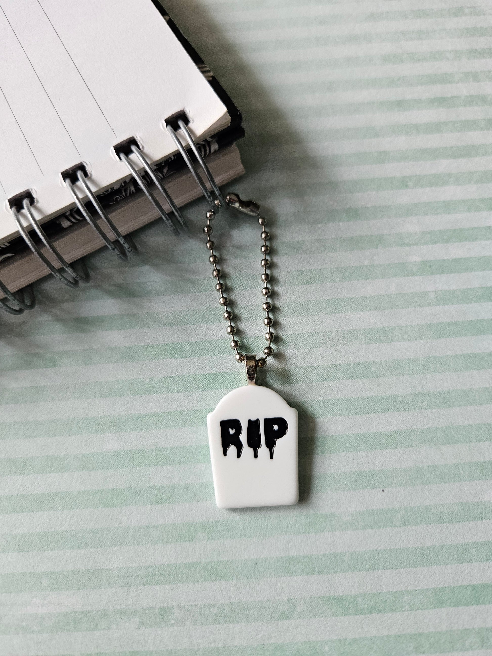 Gravestone Planner Charm | Gothic Resin Journal Charm | Halloween Zipper Pull | Spooky Stationery Accessory