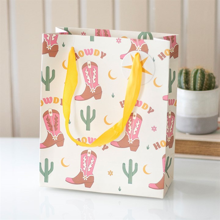 23cm Cowboy Boot Print Gift Bag