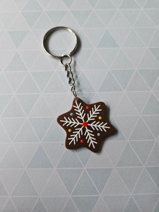 Christmas Cookie Keyring | Resin Pendant Keychain | Cute Holiday Bag or Key Accessory | Handmade Festive Gift