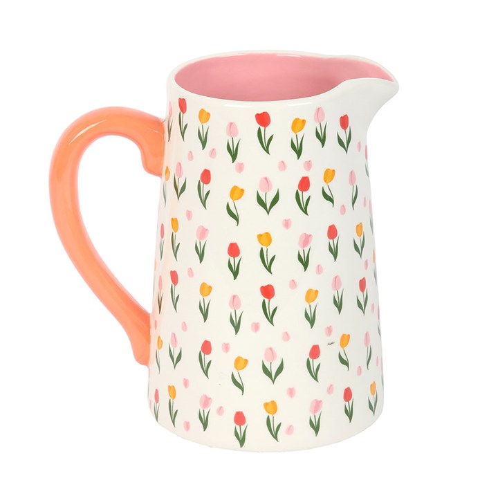 Ceramic Flower Jug | Tulip Print Vase Jug | Spring Home Decor | Mother’s Day Gift