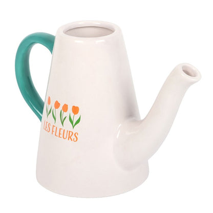 Tulip Ceramic Watering Can | Les Fleurs Flower Waterer | Spring Home & Garden Decor | Floral Gift