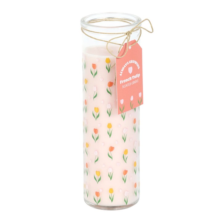 French Tulip Candle | Glass Tube Scented Candle | Floral Spring Home Decor | Gift Idea