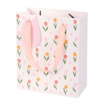 Floral Gift Bag | Tulip Paper Gift Bag | Mother’s Day & Birthday Packaging | 23cm