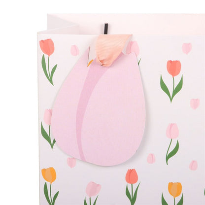 Floral Gift Bag | Tulip Paper Gift Bag | Mother’s Day & Birthday Packaging | 23cm