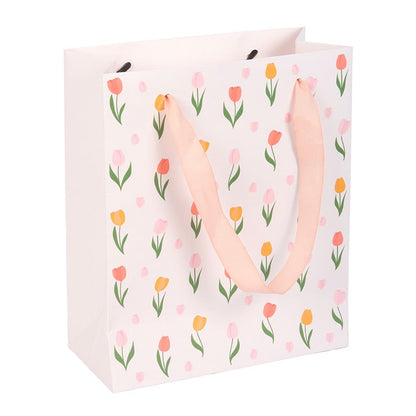 Floral Gift Bag | Tulip Paper Gift Bag | Mother’s Day & Birthday Packaging | 23cm