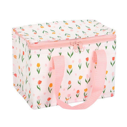 Floral Insulated Lunch Bag | Tulip Design Lunch Tote | Reusable Lunch Bag | Spring Gift