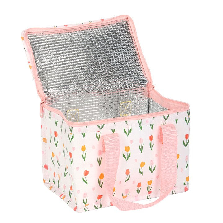 Floral Insulated Lunch Bag | Tulip Design Lunch Tote | Reusable Lunch Bag | Spring Gift