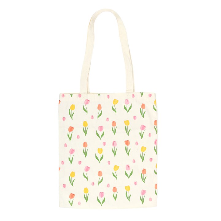 Tulip Reusable Tote Bag | Floral Cotton Blend Shopping Bag | Spring Gift & Everyday Carry