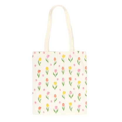 Tulip Reusable Tote Bag | Floral Cotton Blend Shopping Bag | Spring Gift & Everyday Carry