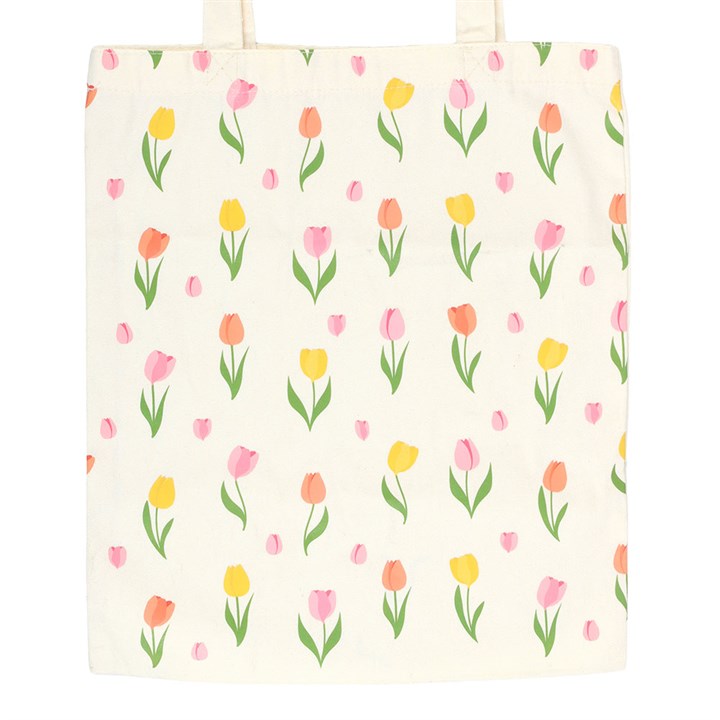 Tulip Reusable Tote Bag | Floral Cotton Blend Shopping Bag | Spring Gift & Everyday Carry